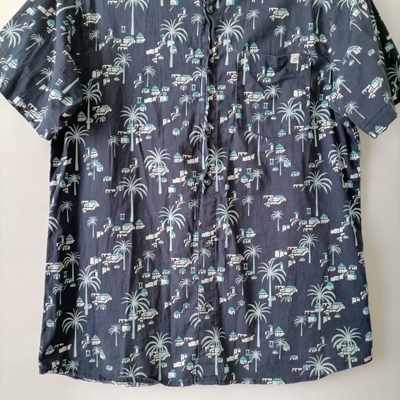 Reverse Threads Mens Navy Blue Short Sleeve Beach Button-Up Shirt Size Large - Picture 3 of 7